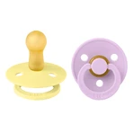Bibs Colour, pacifier, rubber, round, size 2, Sunshine & Violet Sky, from 6 months, 2 pieces