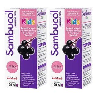 Sambucol Kids Set, vloeibaar voor kinderen vanaf 3 jaar en volwassenen, 2 x 120 ml