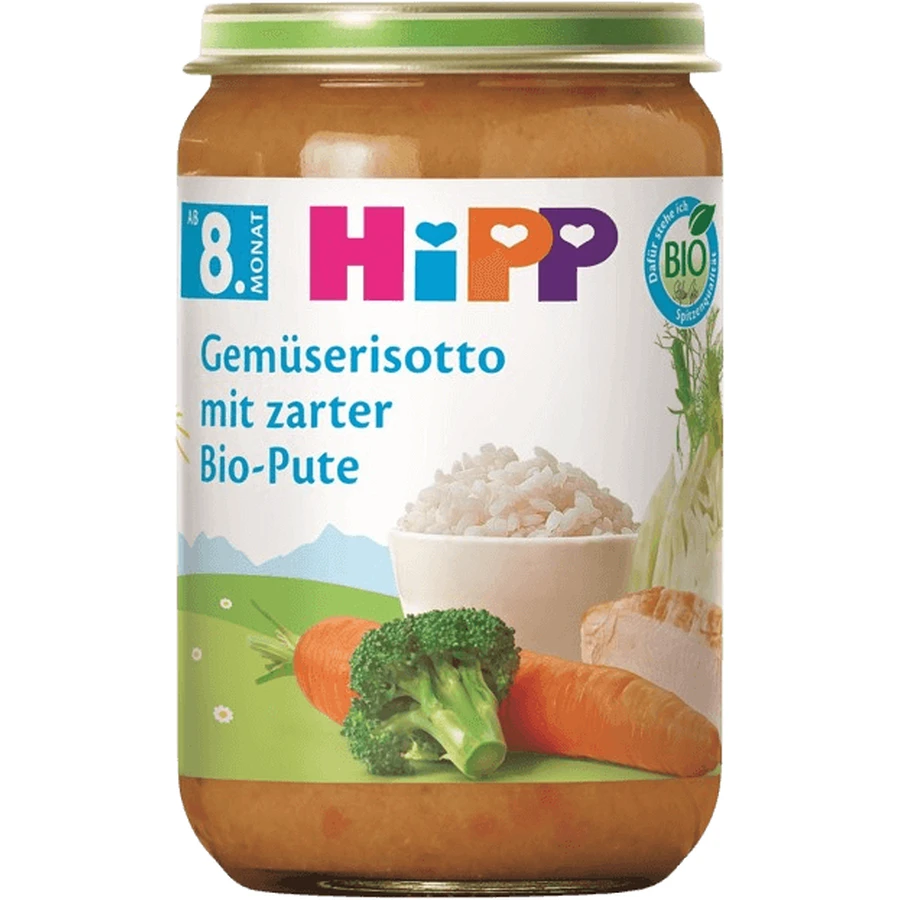 HiPP Risotto Ecológico de Verduras con carne de pavo, a partir de 8 meses 220 g