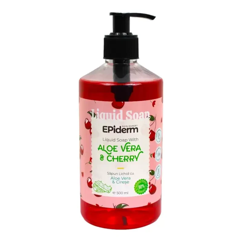 Vloeibare zeep met organisch aloë vera-extract en kersengeur, 500ml, Epiderm