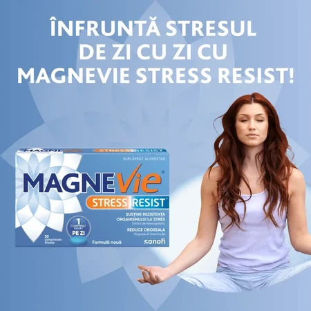 MagneVie Stress Resist avec Ashwaghanda 80 mg + 60 mg de magnésium + 1,4 mg de vitamine B6, système nerveux et résistance au stress, 2x30 comprimés