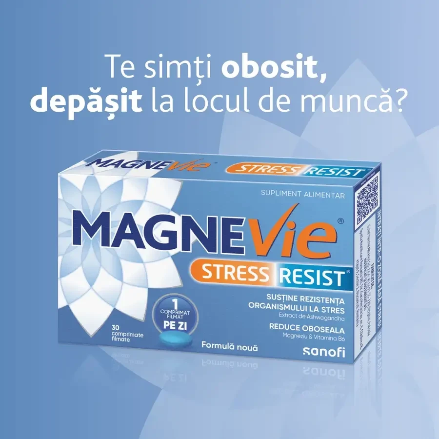 MagneVie Stress Resist avec Ashwaghanda 80 mg + 60 mg de magnésium + 1,4 mg de vitamine B6, système nerveux et résistance au stress, 2x30 comprimés
