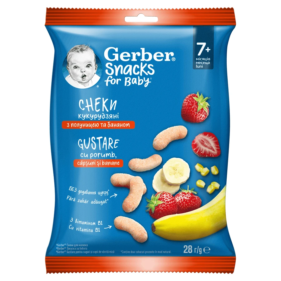 Snacks Snack mit Mais, Erdbeeren und Banane, +7 Monate, 28 g, Gerber