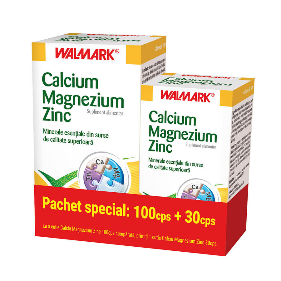 Calciu Magneziu Zinc, 100+ 30 tabl, Walmark