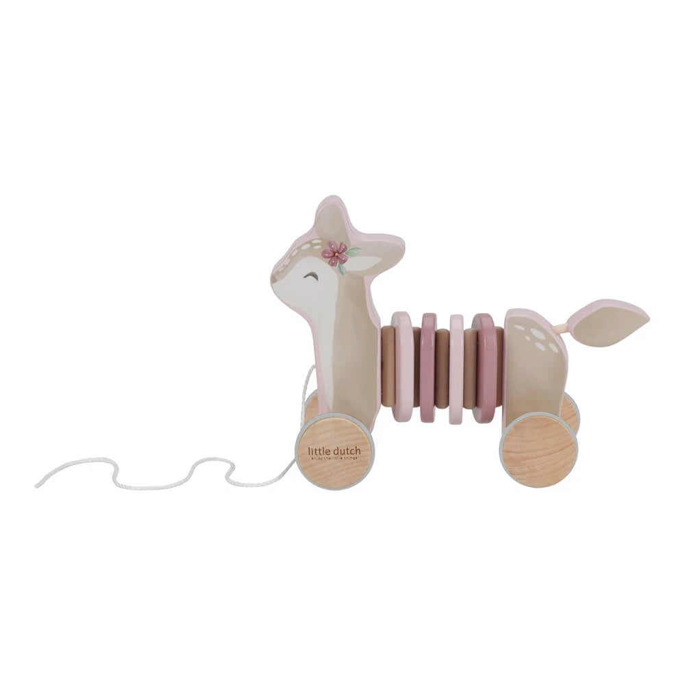 Houten speelgoed met wielen en trekkoord Fairy Garden, 18 maanden+, Hert, Little Dutch