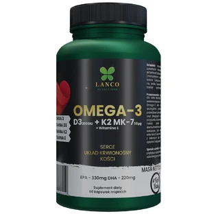 Lanco Nutritions Omega-3 + D3 + K2 MK-7, 60 cápsulas