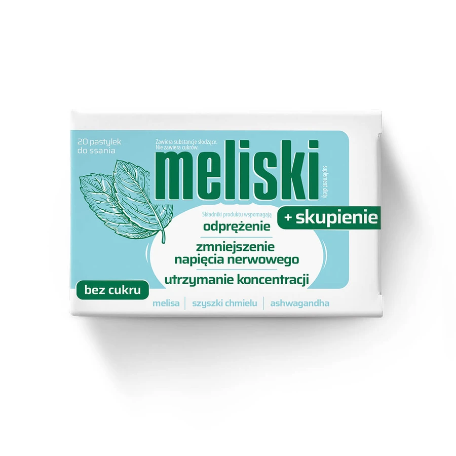 Meliski + Skupienie, 20 pastylek do ssania: ceny i cechy