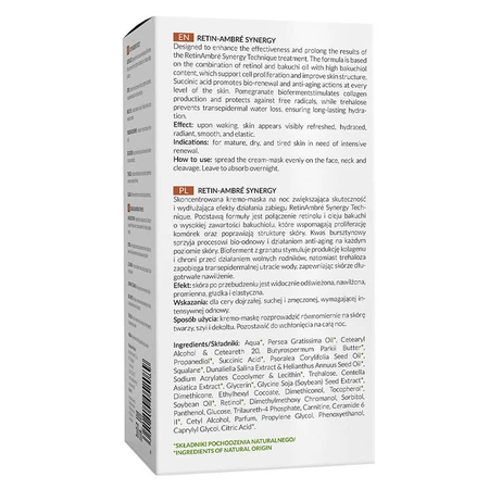 Apis Professional Retin Ambre Synergy, mascarilla-crema con retinol y ácido succínico, para la noche, 50 ml.