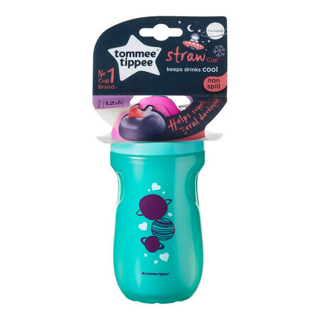 Cana cu pai izoterma roz/turquoise Explora, 12 luni+, 260 ml, Tommee Tippee