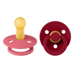 Bibs Colour, pacifier, rubber, round, size 2, Coral & Ruby, from 6 months, 2 pieces