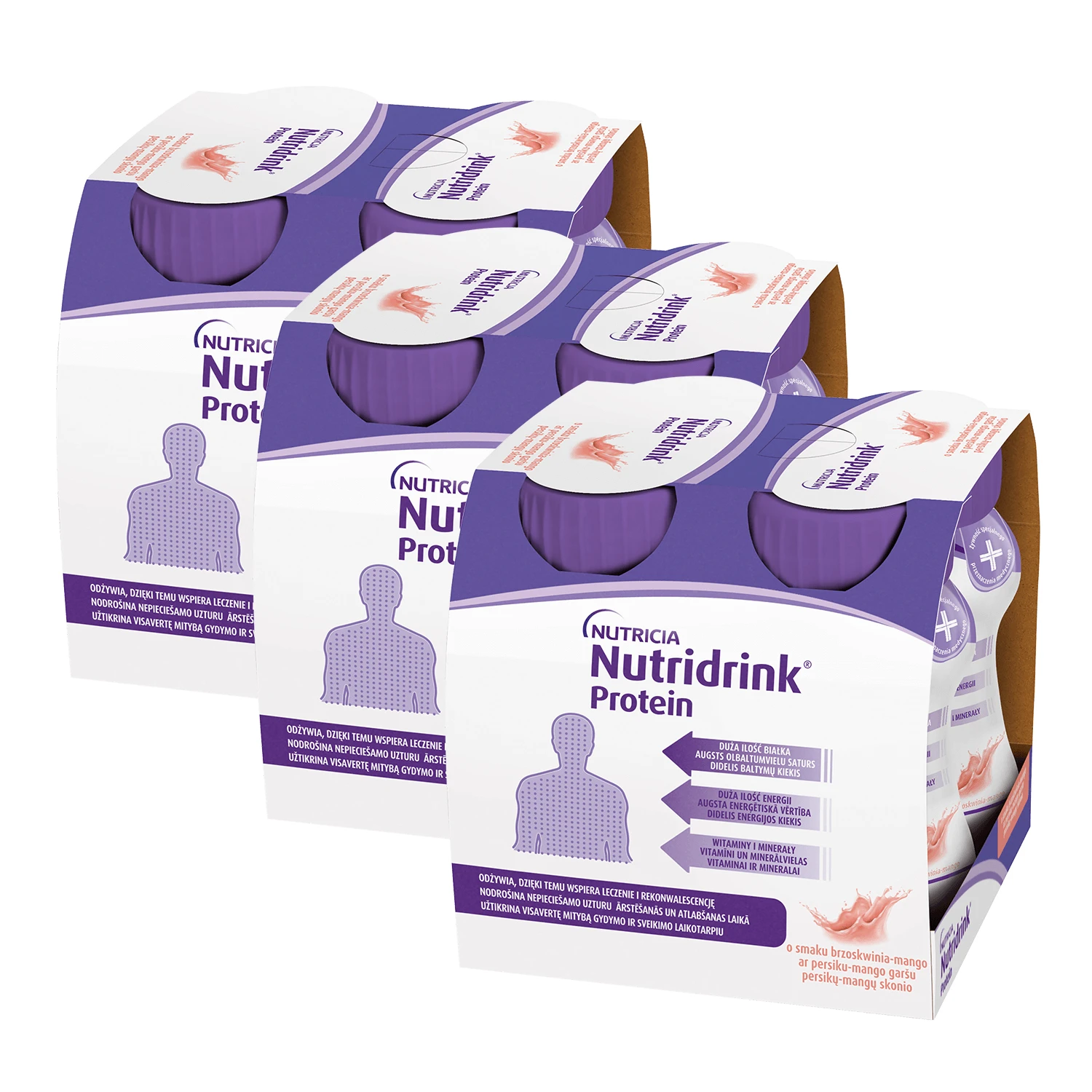 Nutridrink Eiwitkit, voedingspreparaat, perzik-mangosmaak, 12 x 125 ml
