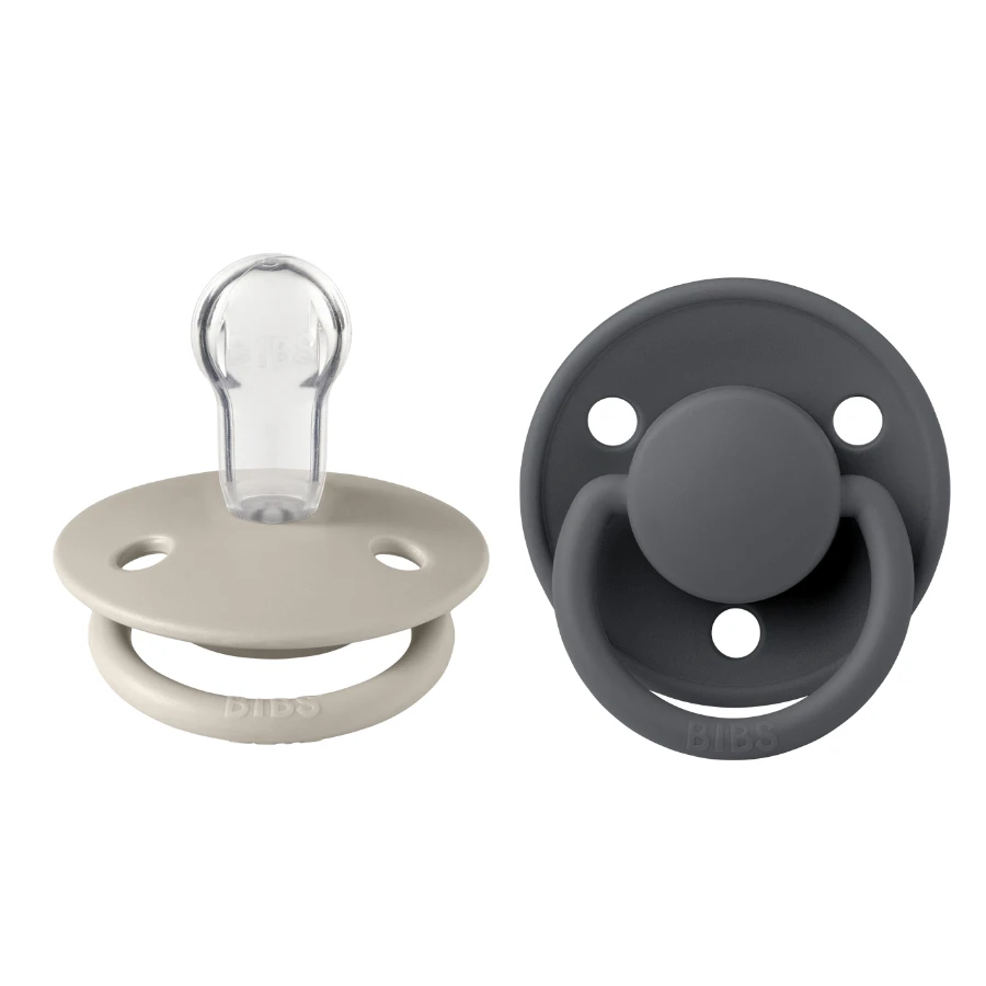 Bibs De Lux, pacifier, silicone, round, one-size, Sand & Iron, 0-36 months, 2 pieces