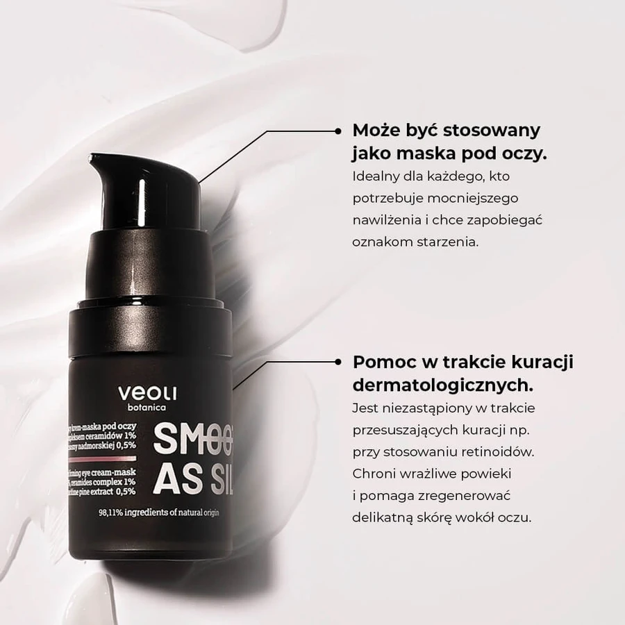 Veoli Botanica Glatt wie Seide, reparierende und straffende Augencreme-Maske, 15 ml