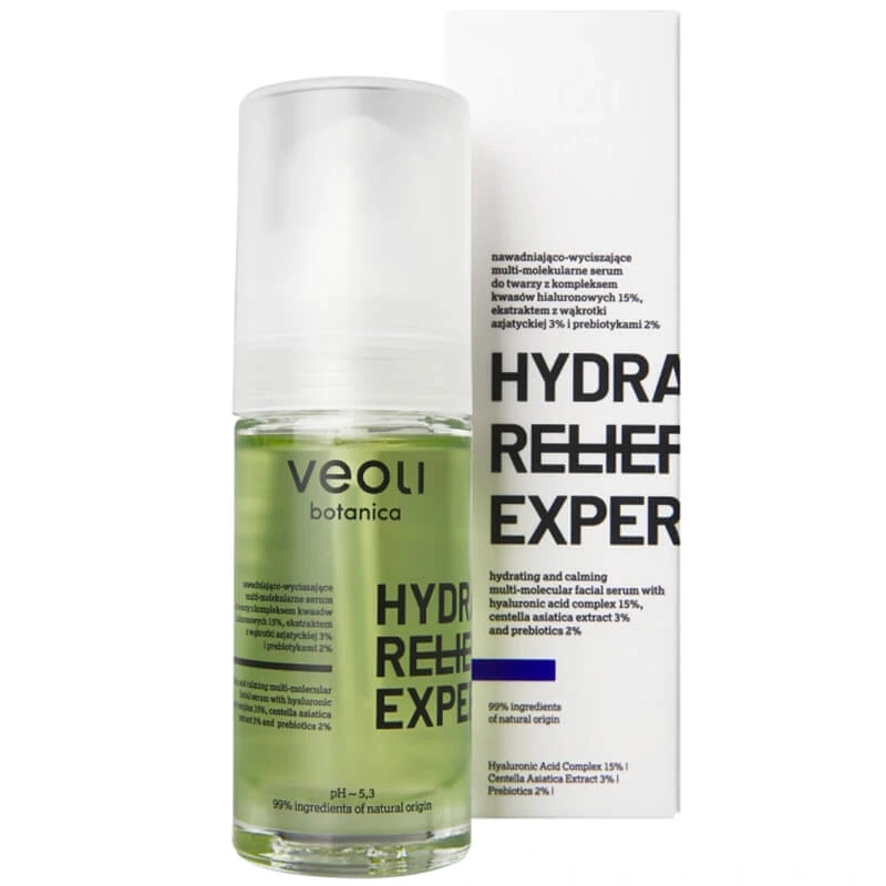 Veoli Botanica Hydra Relief Expert, hydraterend en kalmerend multimoleculair gezichtsserum, 30 ml