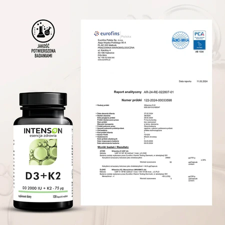Intenson Vitamina D3 + K2, 120 cápsulas de gelatina blanda