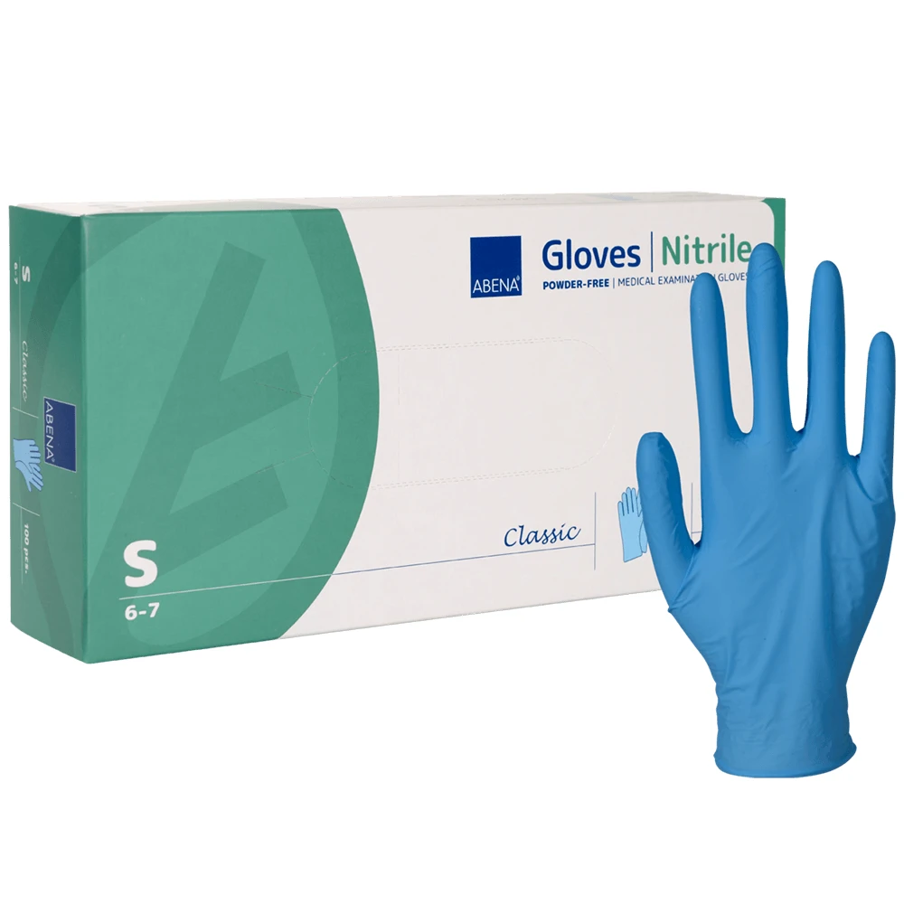 Abena, nitril handschoenen, niet-steriel, poedervrij, blauw, maat S, 100 stuks
