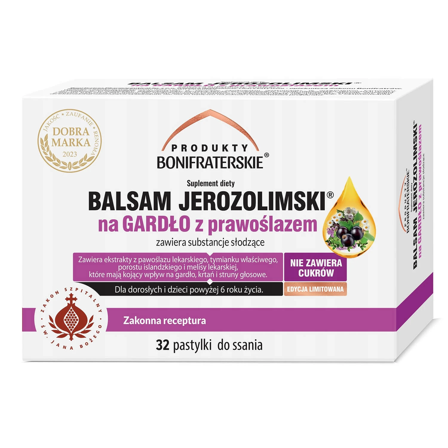 Bonifrater Producten Jeruzalembalsem voor de keel met sint-janskruid, 32 zuigtabletten