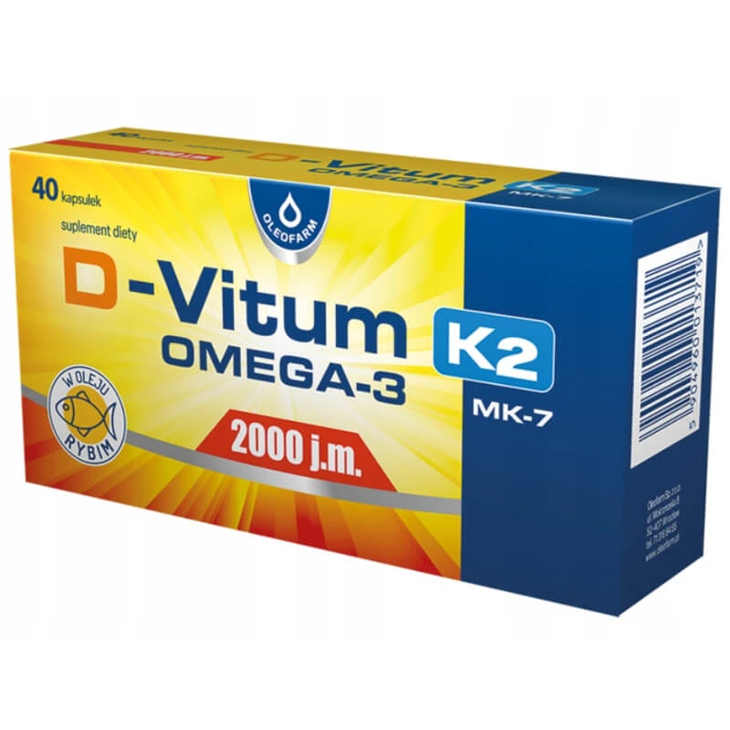 D-Vitum 2000 IE. K2 MK-7 Omega-3, 40 capsules