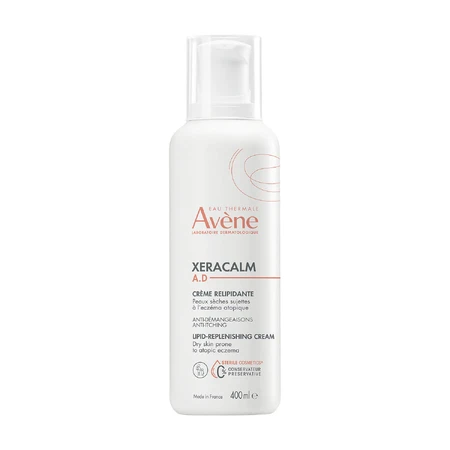 Avene XeraCalm A.D kit, lipid replenishing cream for face and body, very dry, atopic and itchy skin, 400 ml + cleansing lipid replenishing oil, 400 ml
