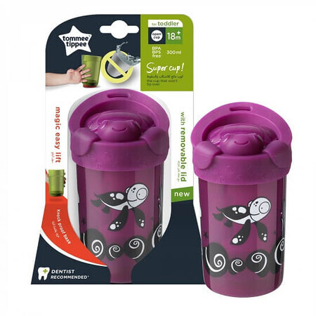 Purple No Knock Large Turtle Lid Mug, 18 months+, 300 ml, Tommee Tippee