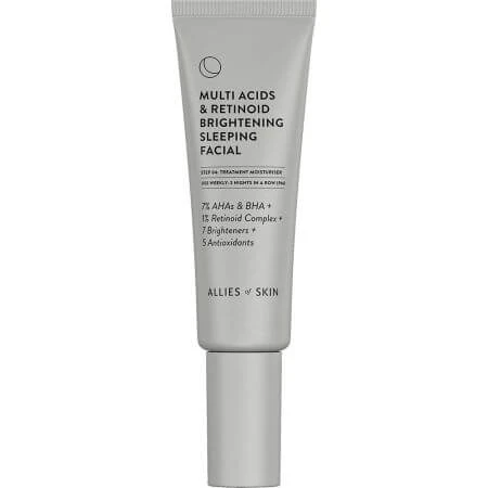 Exfoliërende Gezichtscrème Multi Zuren & Retinoïde Verhelderende Sleeping Facial, 48 ml, Allies of Skin