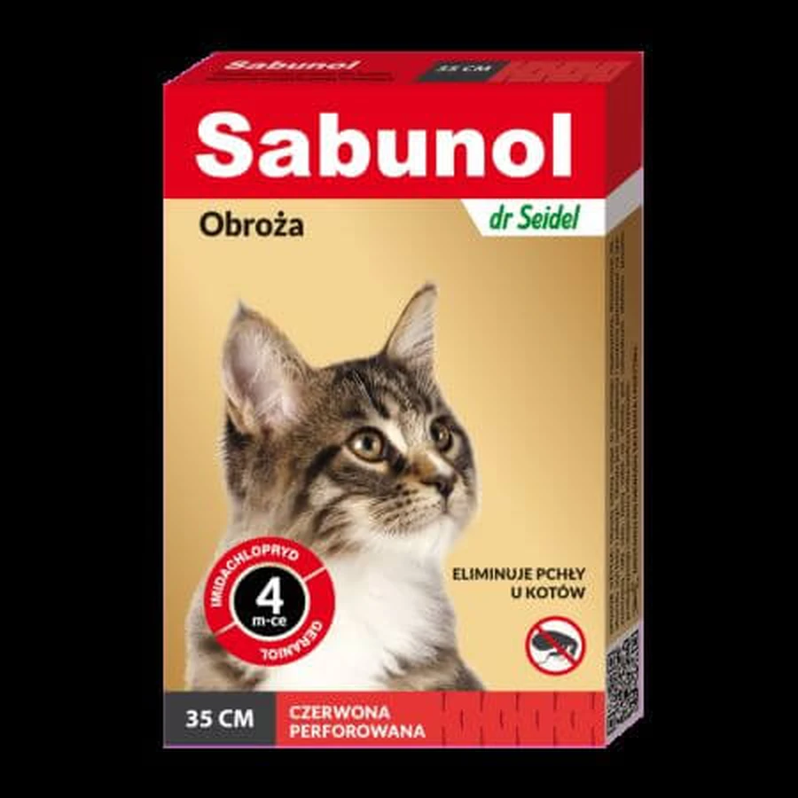 Rotes antiparasitäres Halsband für Katzen, 35 cm, 1 Stück, Sabunol