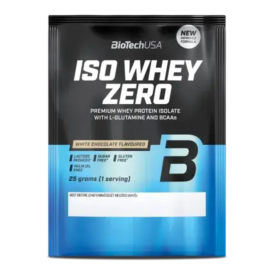 White chocolate flavored protein powder Iso Whey Zero, 25 g, BiotechUSA
