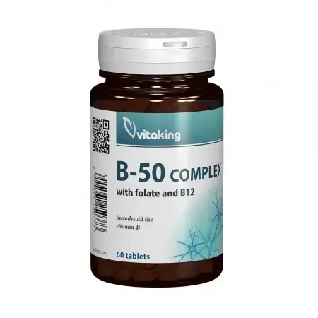 Mega B-50 met foliumzuur en methylcobalamine, 60 tabletten, Vitaking