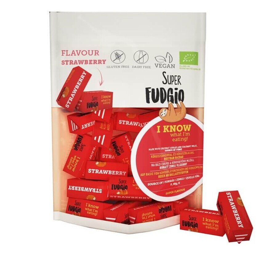 Caramelle biologiche al gusto di fragola, 150 g, Super Fudgio