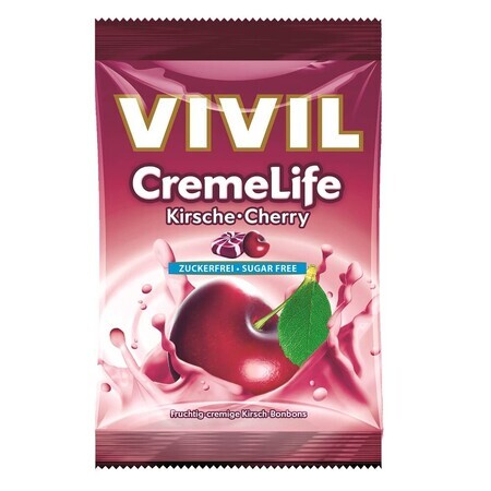 Bomboane Creme Life Cirese fara zahar, 110g, Vivil