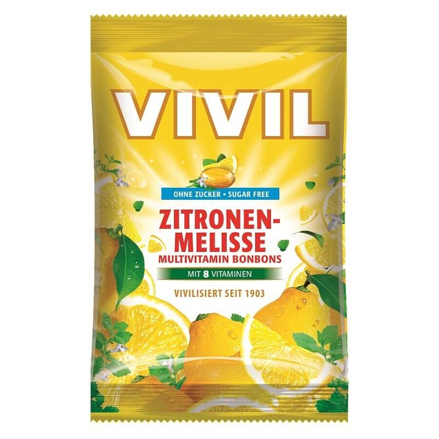 Caramelle senza zucchero al limone e multivitaminici, 60 g, Vivil