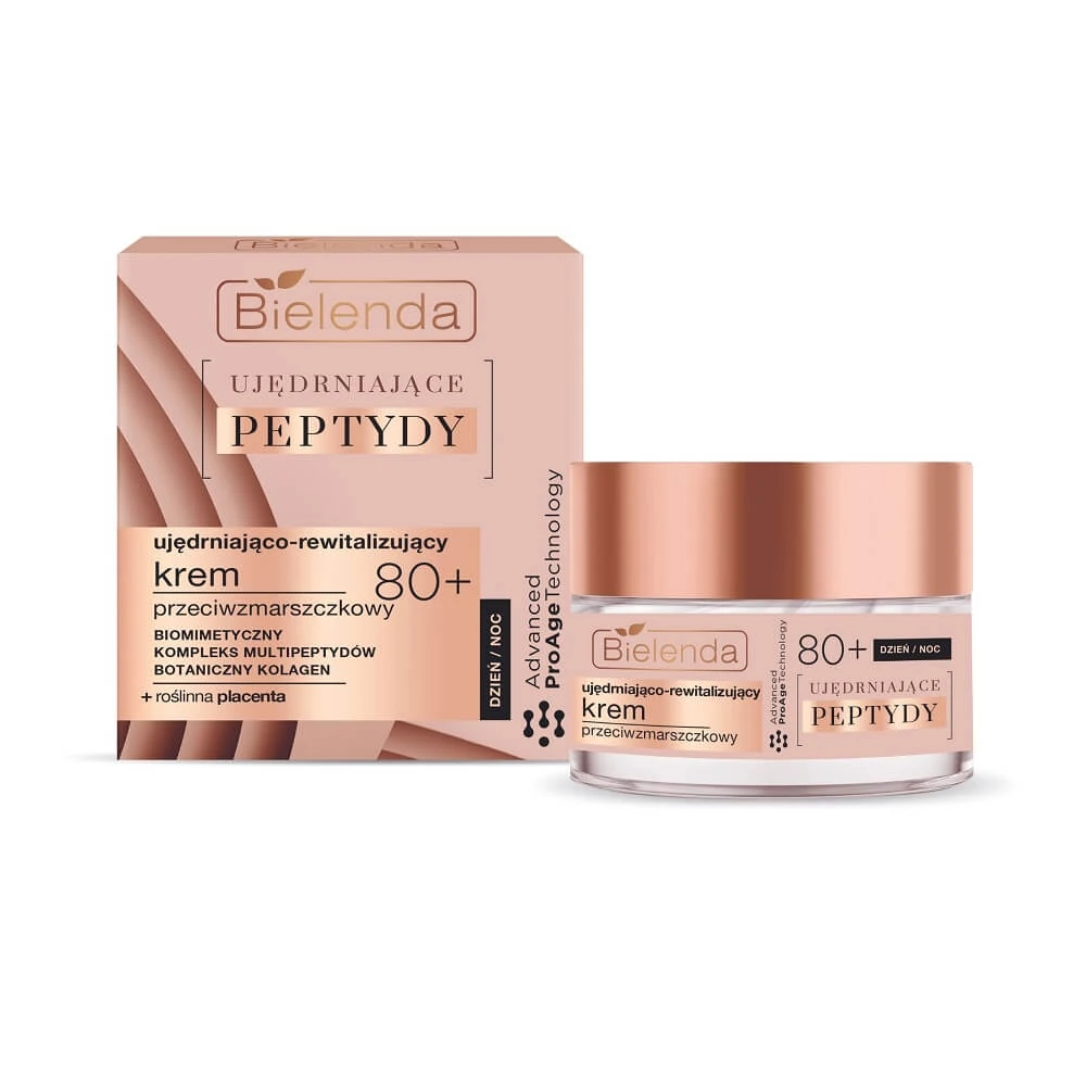 Bielenda Verstevigende Peptiden 80+ Verstevigende en revitaliserende anti-rimpel dag- en nachtcrème, 50 ml.