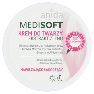 Anida Medisoft Hydraterende en verzachtende gezichtscrème vlas extract, 100 ml