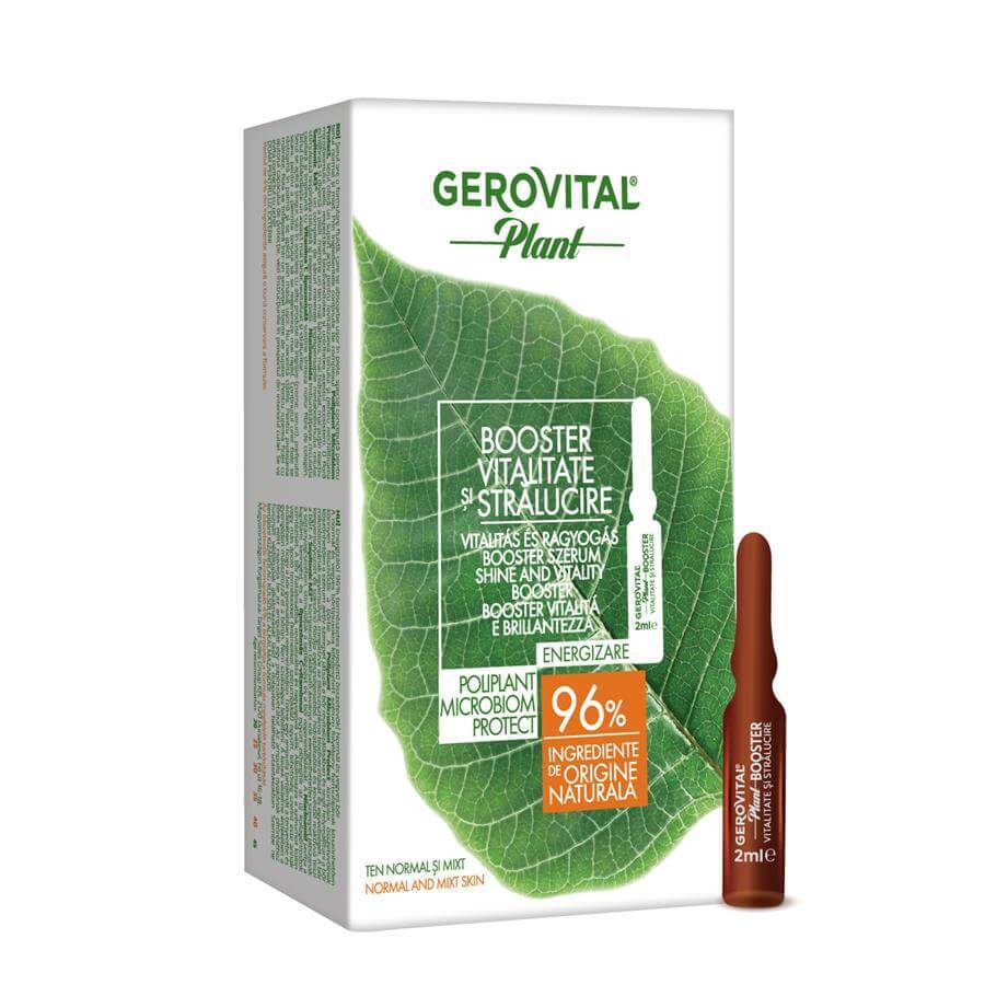 Booster Vitalità e Luminosità Microbiom Protect, Gerovital Plant, 10 fiale x 2 ml, Farmec