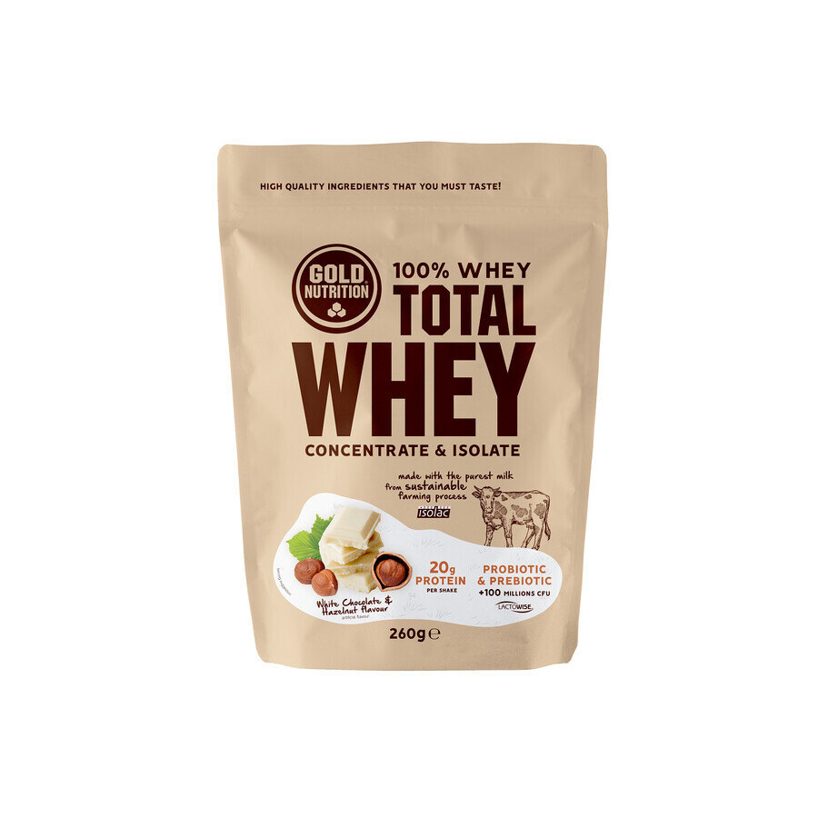 Ciocolata alba si alune, Total Whey, 260 gr, Gold Nutrition