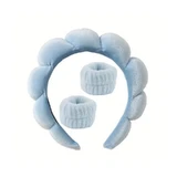 Ecarla Cosmetic Stirnband und Armband Set Blau, 3 Stück