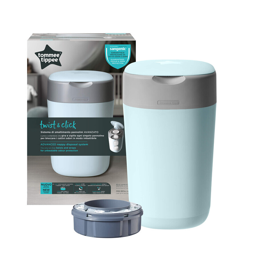 Sangenic Tec Twist&amp;Click mandje, blauw, Tommee Tippee