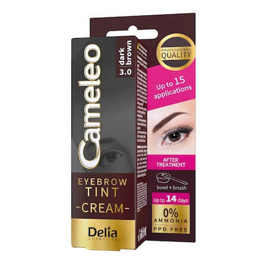 Crema colorante per sopracciglia Cameleo, Castano Scuro 3.0, 15 ml, Delia Cosmetics