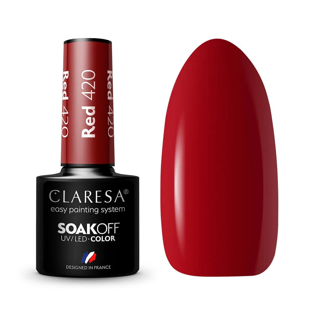 Claresa Soak Off UV/LED Rode Hybride Lak 420, 5 g