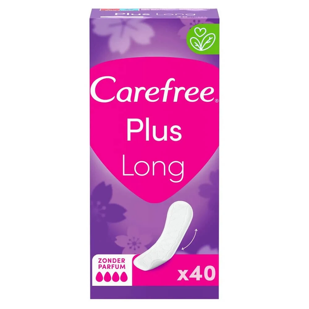 Ongeparfumeerd maandverband Carefree Plus Long, 40 stuks