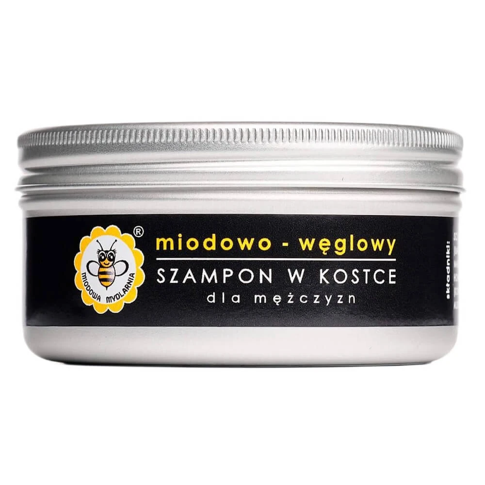 Miodowa Mydlarnia Honing en steenkool shampoo in staaf, 70 g