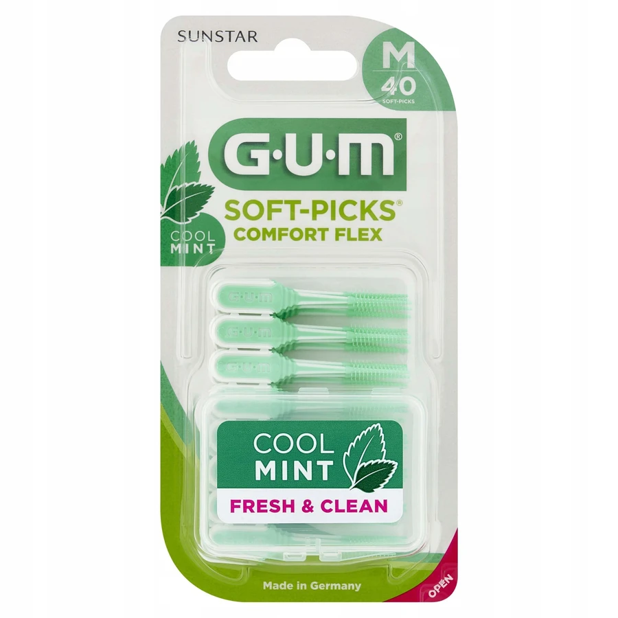 GUM Soft-Picks Comfort Flex, Cepillos de dientes interdentales Cool Mint M, 40 piezas