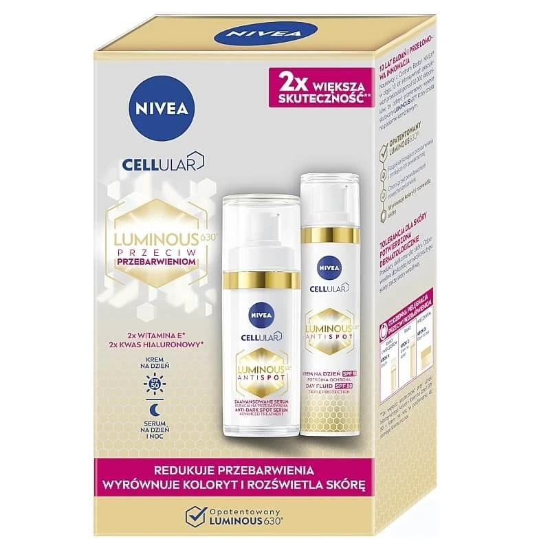 Nivea Cellular Luminous 630 Anti-Pigmentatie Dagcrème Set 40 ml + Intensief Serum voor Hyperpigmentatie, 30 ml