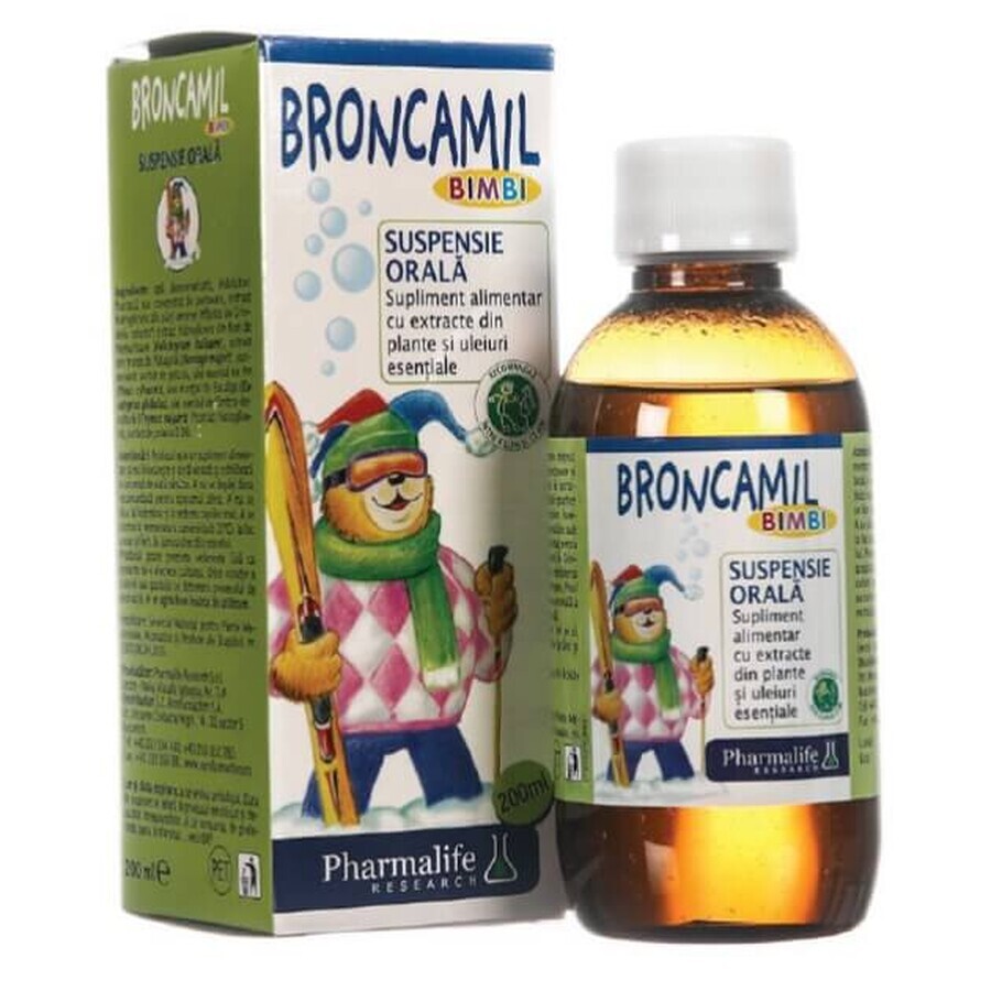 Broncamil Bimbi suspension orale avec des extraits de plantes et des huiles essentielles, 200 ml, Pharmalife