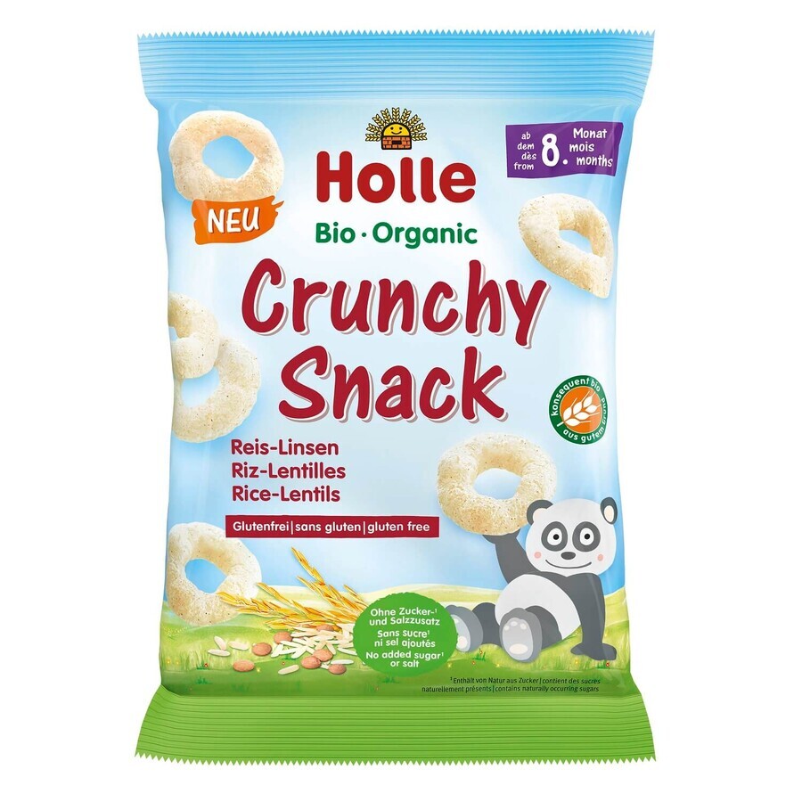 Krokante snack met rijst en linzen, 25 gr, Holle