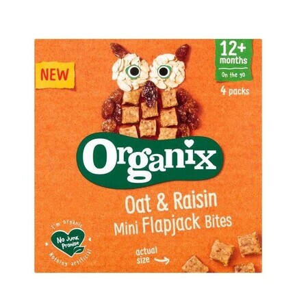 Bio-Softwürfel aus ganzem Hafer und Flapjack-Rosinen, 12+ Monate, 4x20 gr, Organix