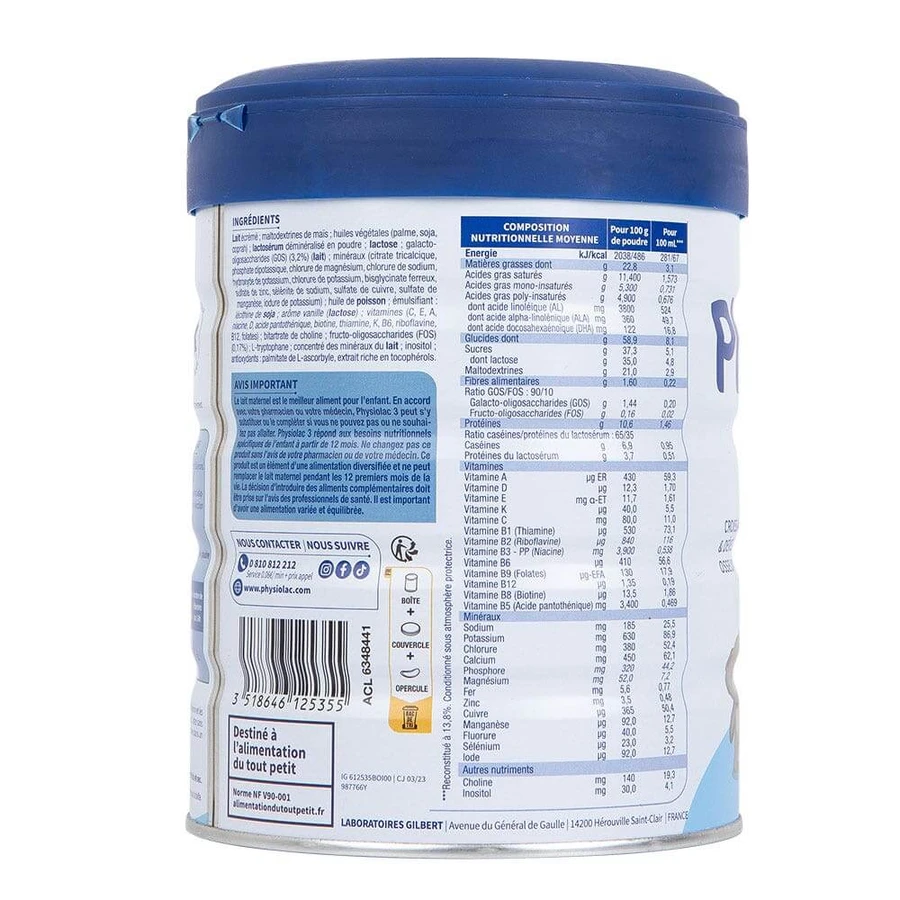 Physiolac 3 Melkpoeder 1 tot 3 jaar 800g