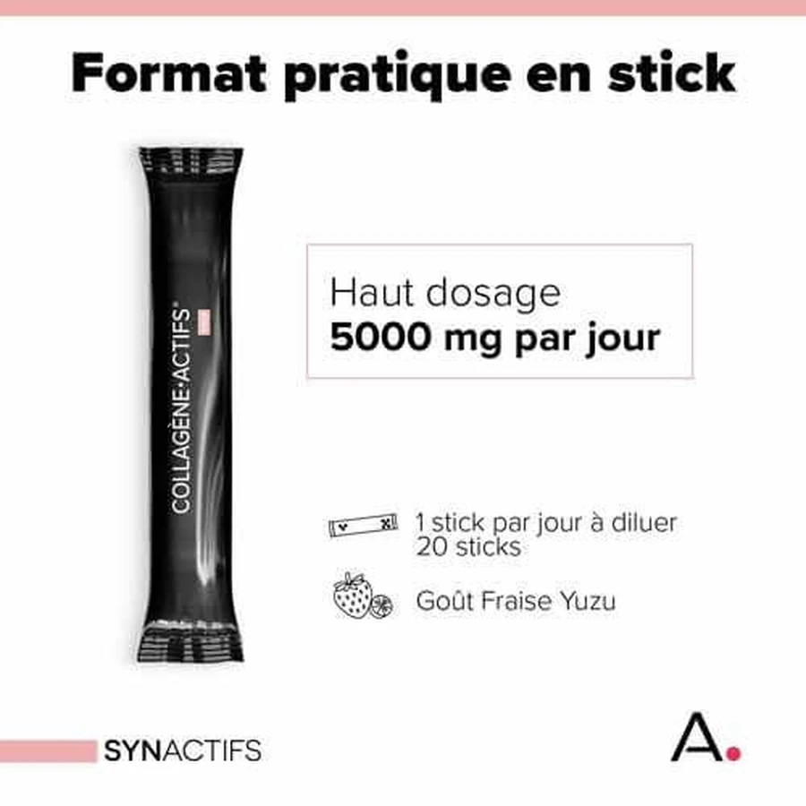 Aragan Synactifs Collageen Actief 20 Aardbei Yuzu Sticks