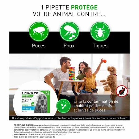 Frontline Combo Spot-on Hund M 10-20kg 4 Pipetten 1,34 ml