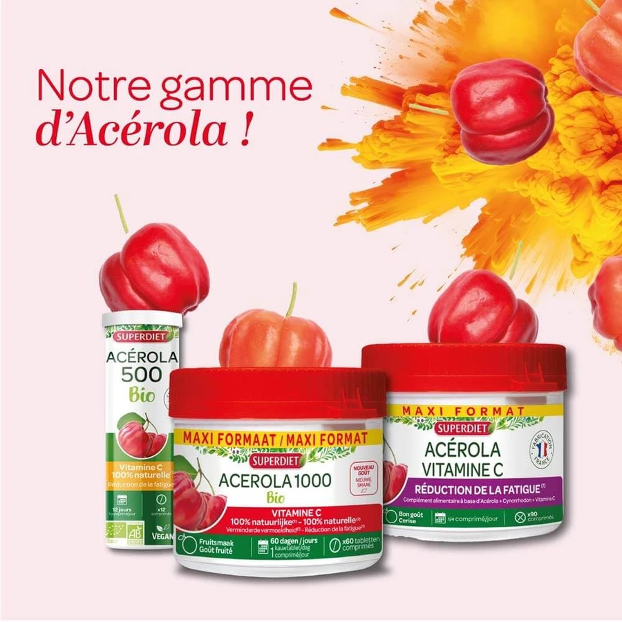Superdiet Acerola 1000 Bio Natural Vitamin C 60 Chewable Tablets